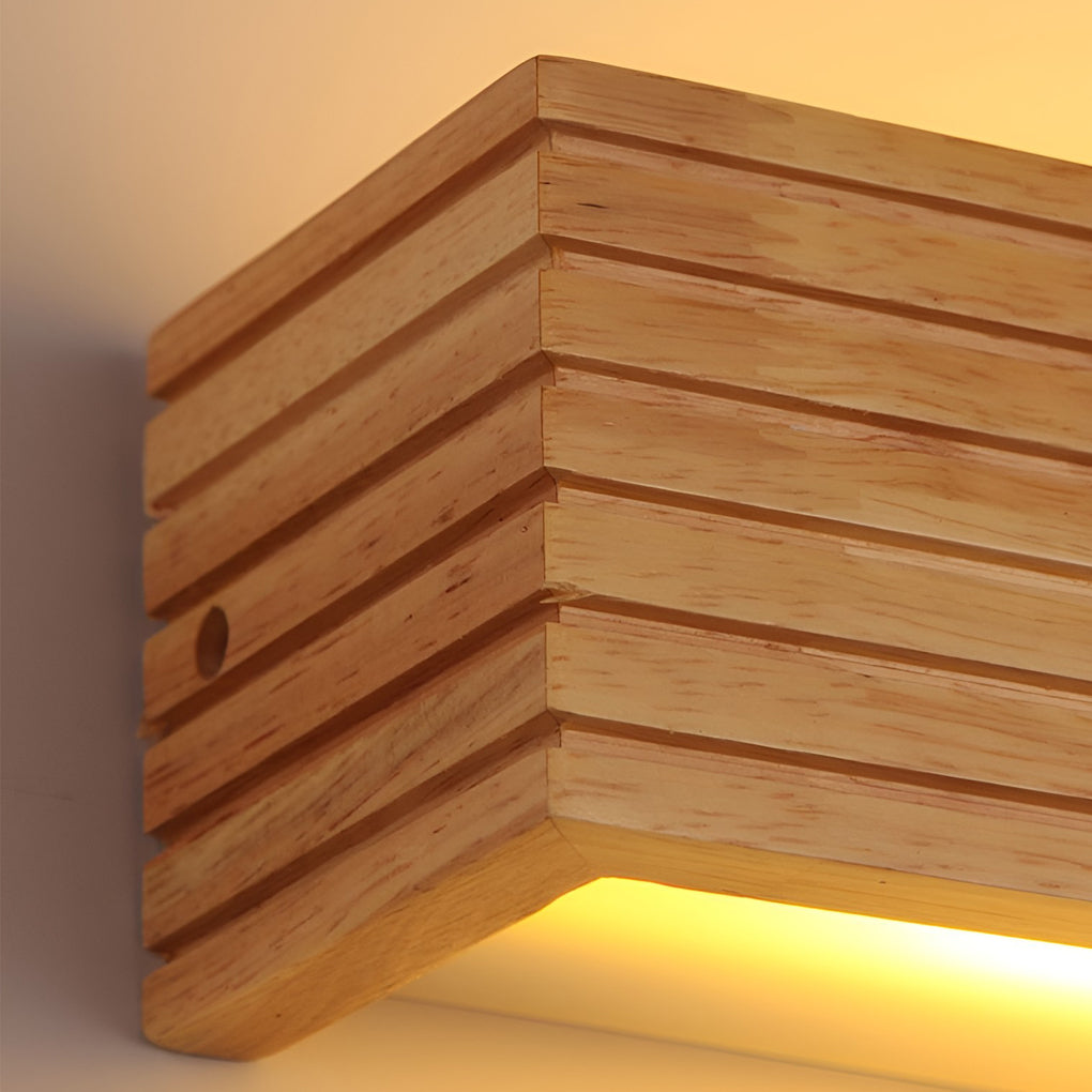 Rectangular Waterproof LED Wooden Wall Lamp in Nordic Style for Home