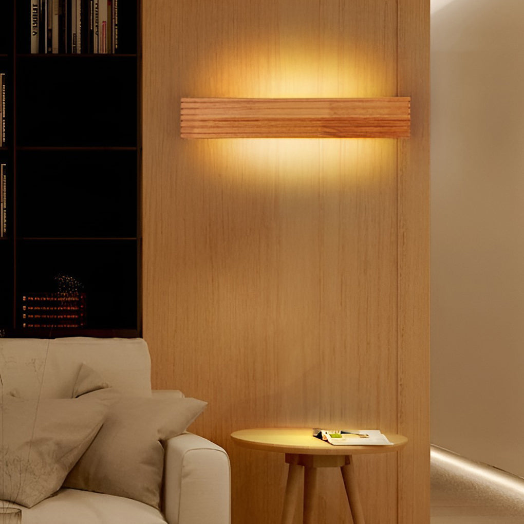 Rectangular Waterproof LED Wooden Wall Lamp in Nordic Style for Home