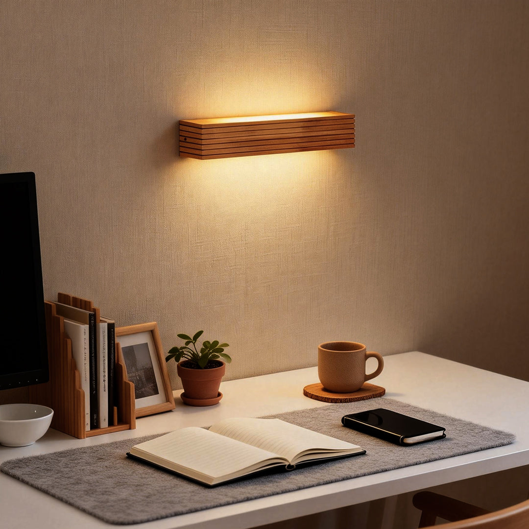 Rectangular Waterproof LED Wooden Wall Lamp in Nordic Style for Home