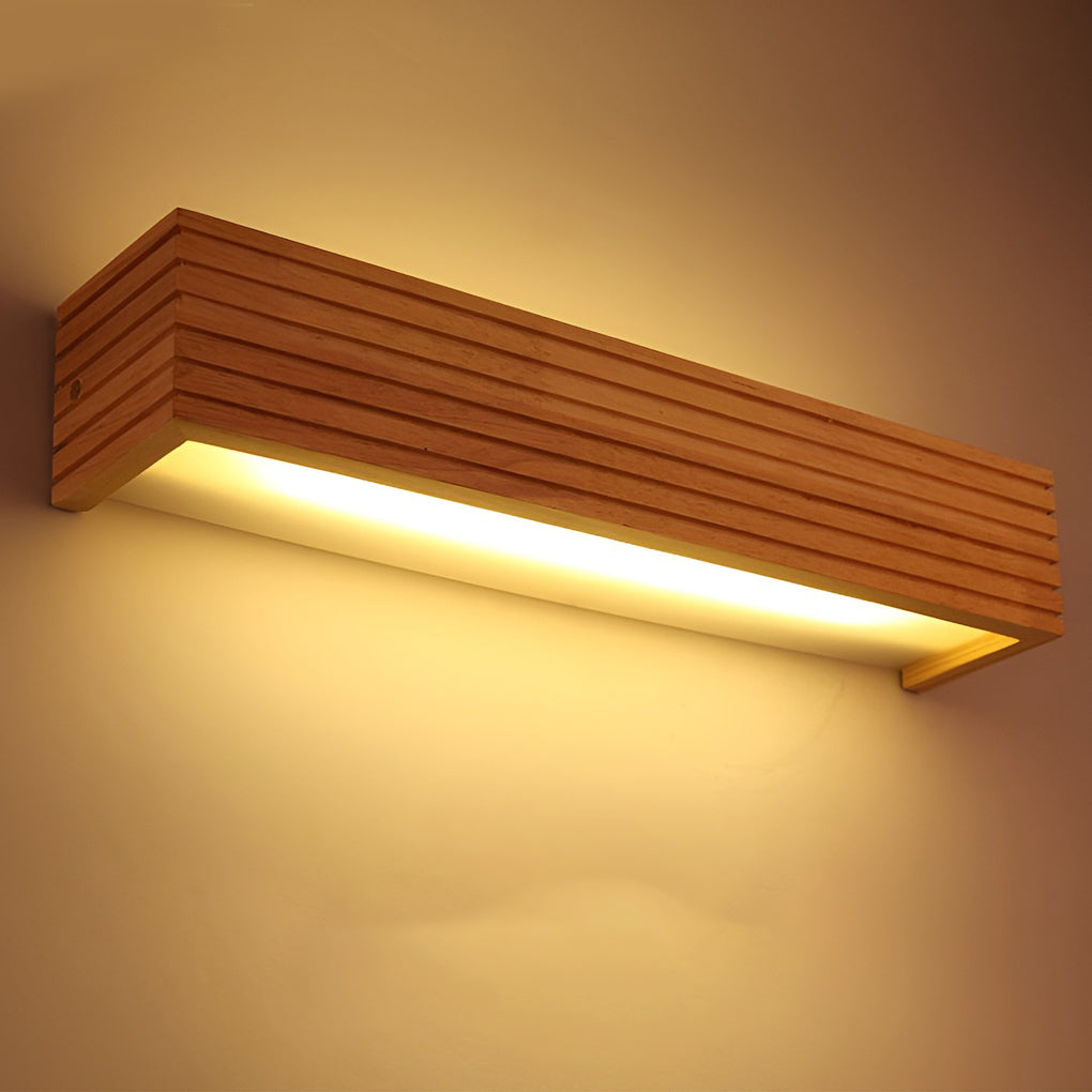 Rectangular Waterproof LED Wooden Wall Lamp in Nordic Style for Home