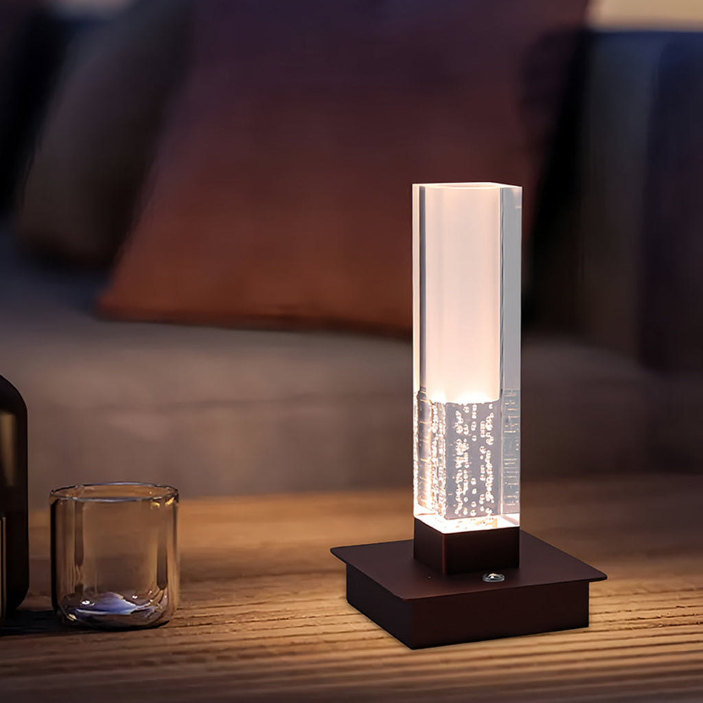 Cordless Modern Square Bubble LED Table Lamp for Bedroom Nightstand
