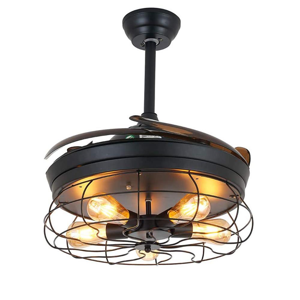 Rustic 3-Blade Retractable Ceiling Fan with Light for Farmhouse Decor