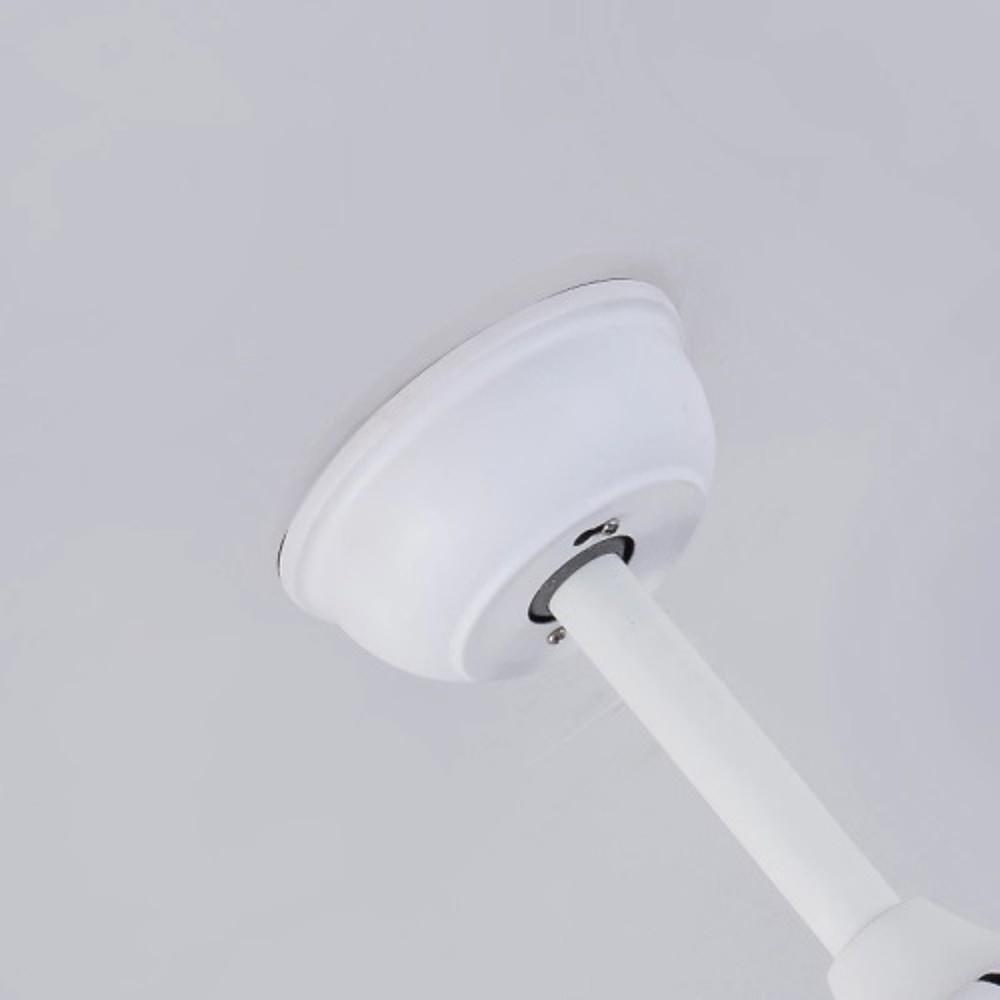 White Retractable Ceiling Fan with 4 Blades and LED Light for Living Room
