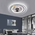 Modern Electroplated Gold Multi-Circle LED Ceiling Fan Light for Living Room