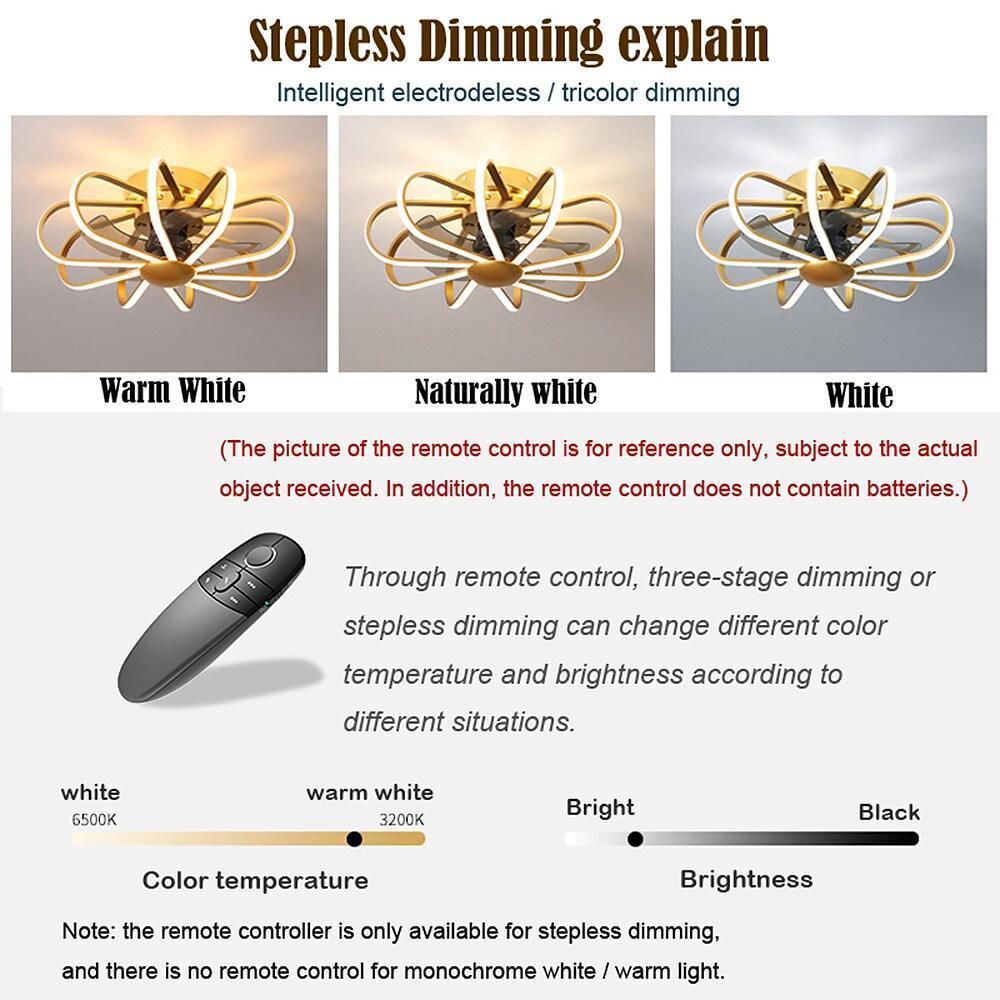 5-Blade Modern Black Ceiling Fan with LED Lights for Living Room