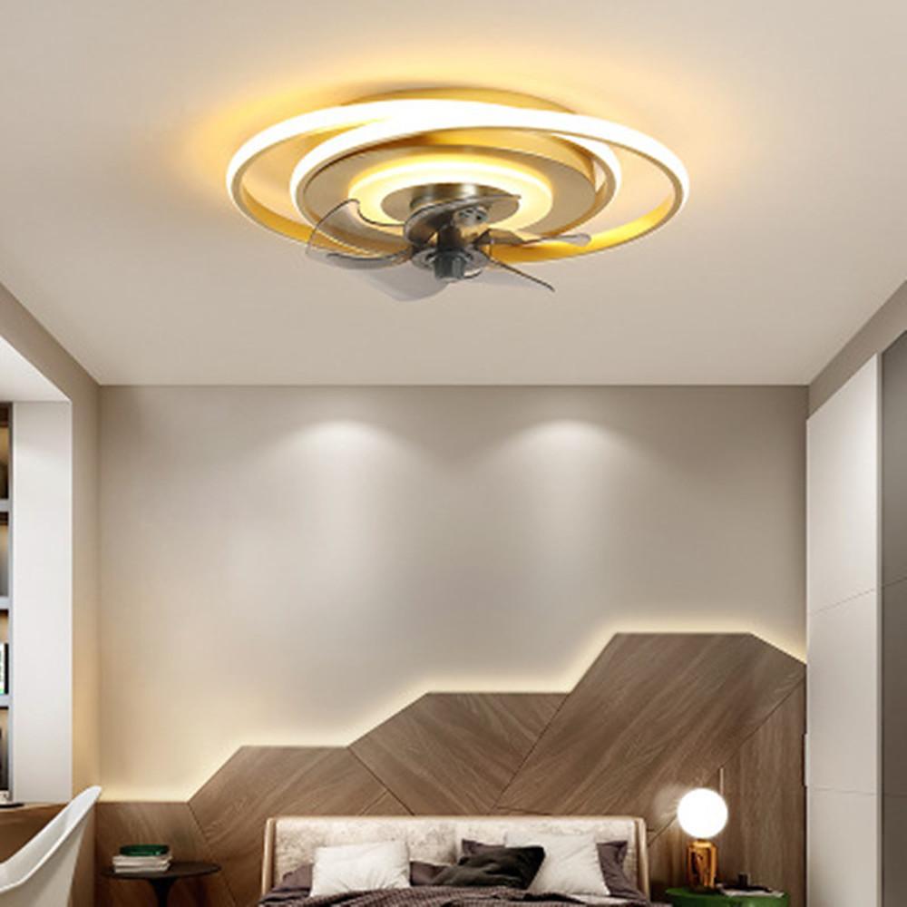 Contemporary Bronze Geometric LED Ceiling Fan for Living Room or Bedroom