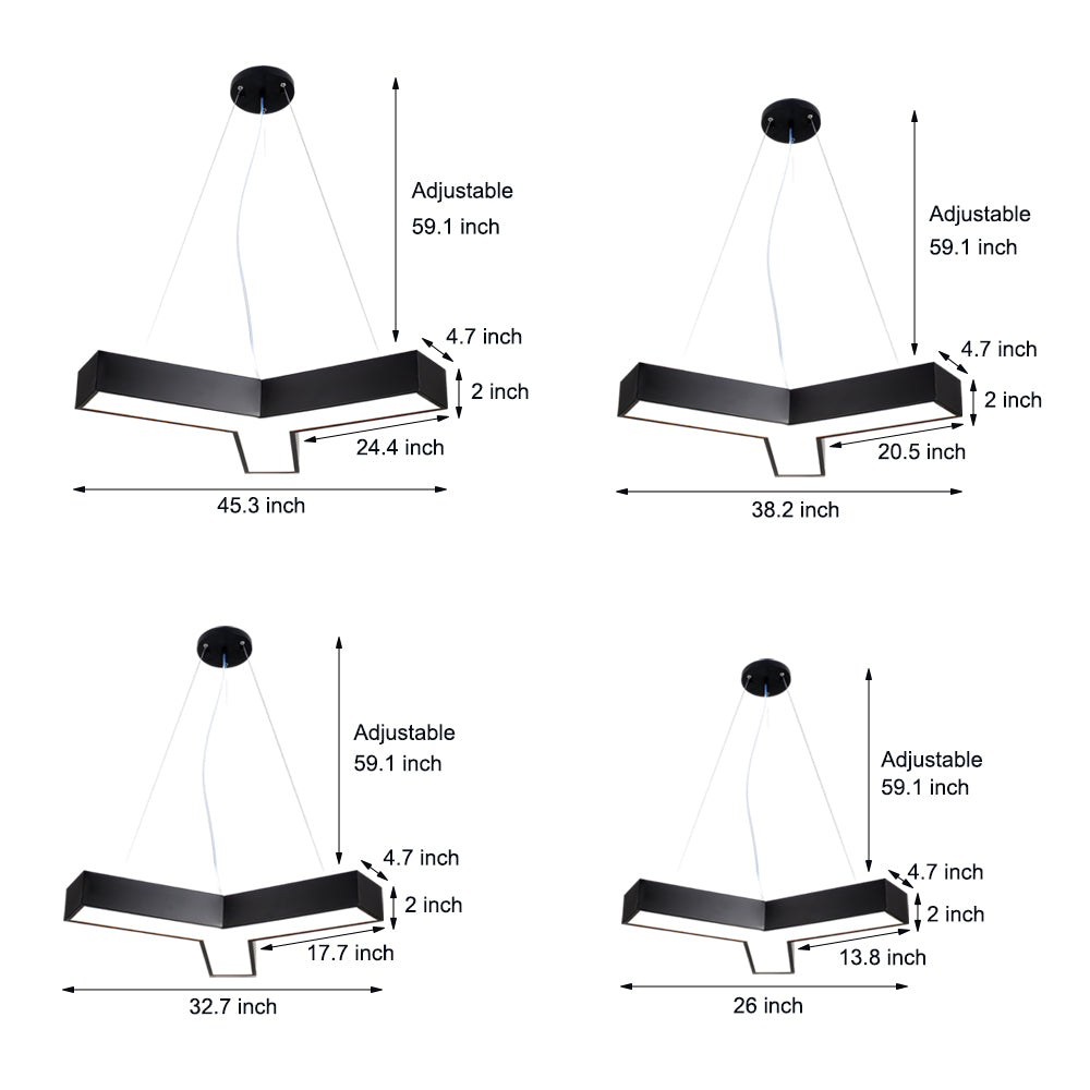Industrial Y-Shaped Linear Black Metal Ceiling Light for Modern Spaces