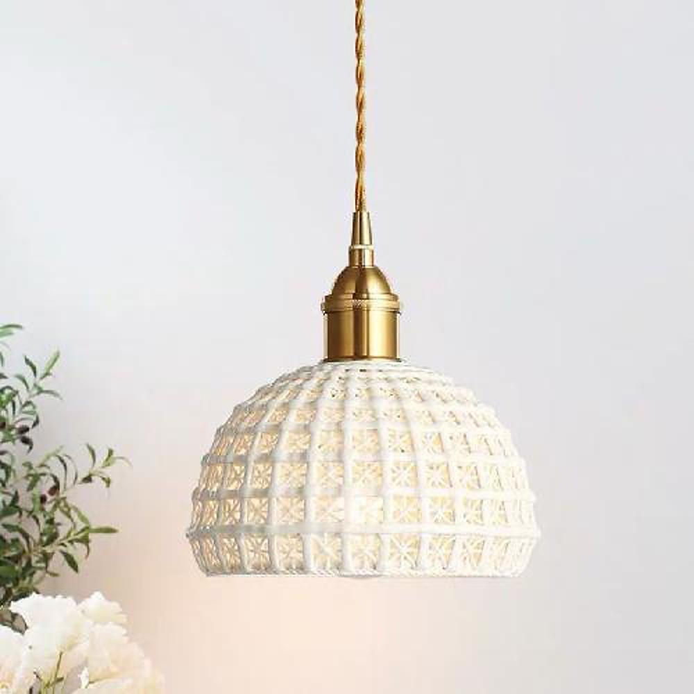 Contemporary Copper Ceramic Semi-Globe Pendant Light for Dining Room