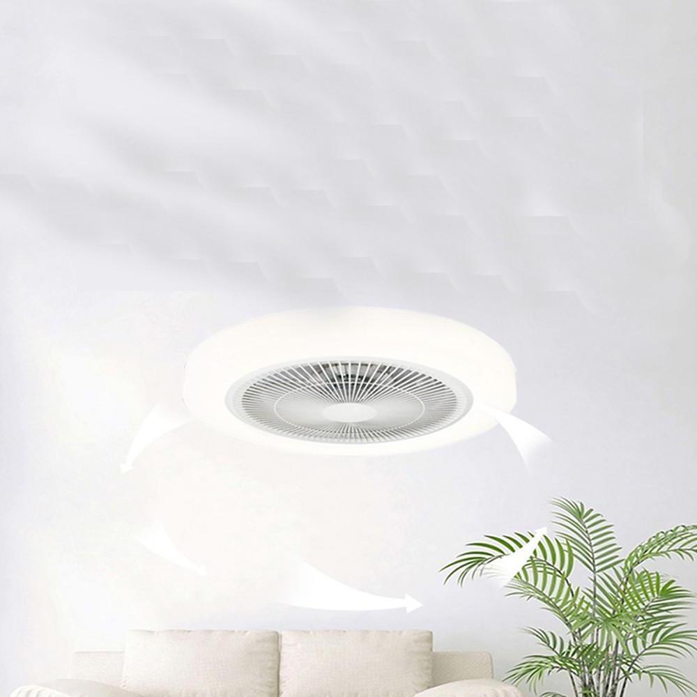 Modern White Bladeless LED Ceiling Fan Light for Living Room Decor