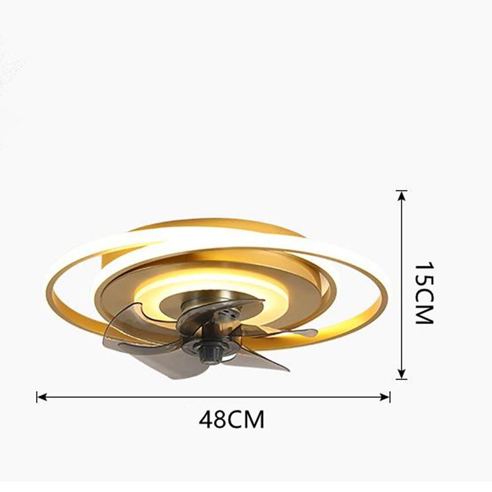 Contemporary Bronze Geometric LED Ceiling Fan for Living Room or Bedroom