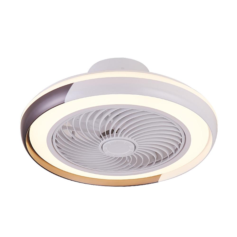 Contemporary White Bladeless LED Ceiling Fan with Dimmer for Bedroom