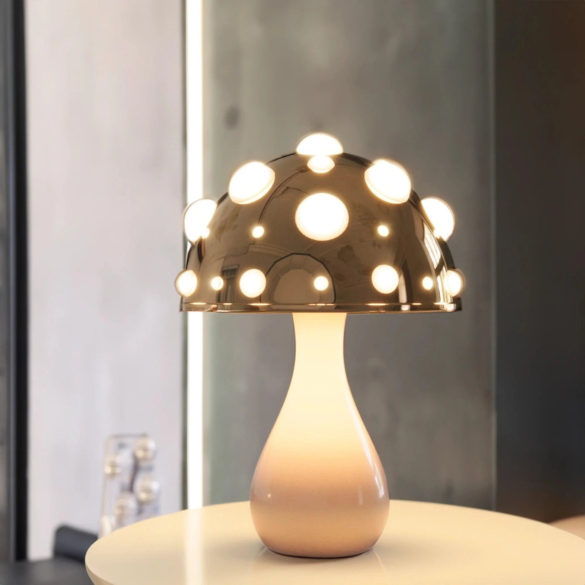 Elegant Zitake Mushroom LED Table Lamp in White for Living Room Decor