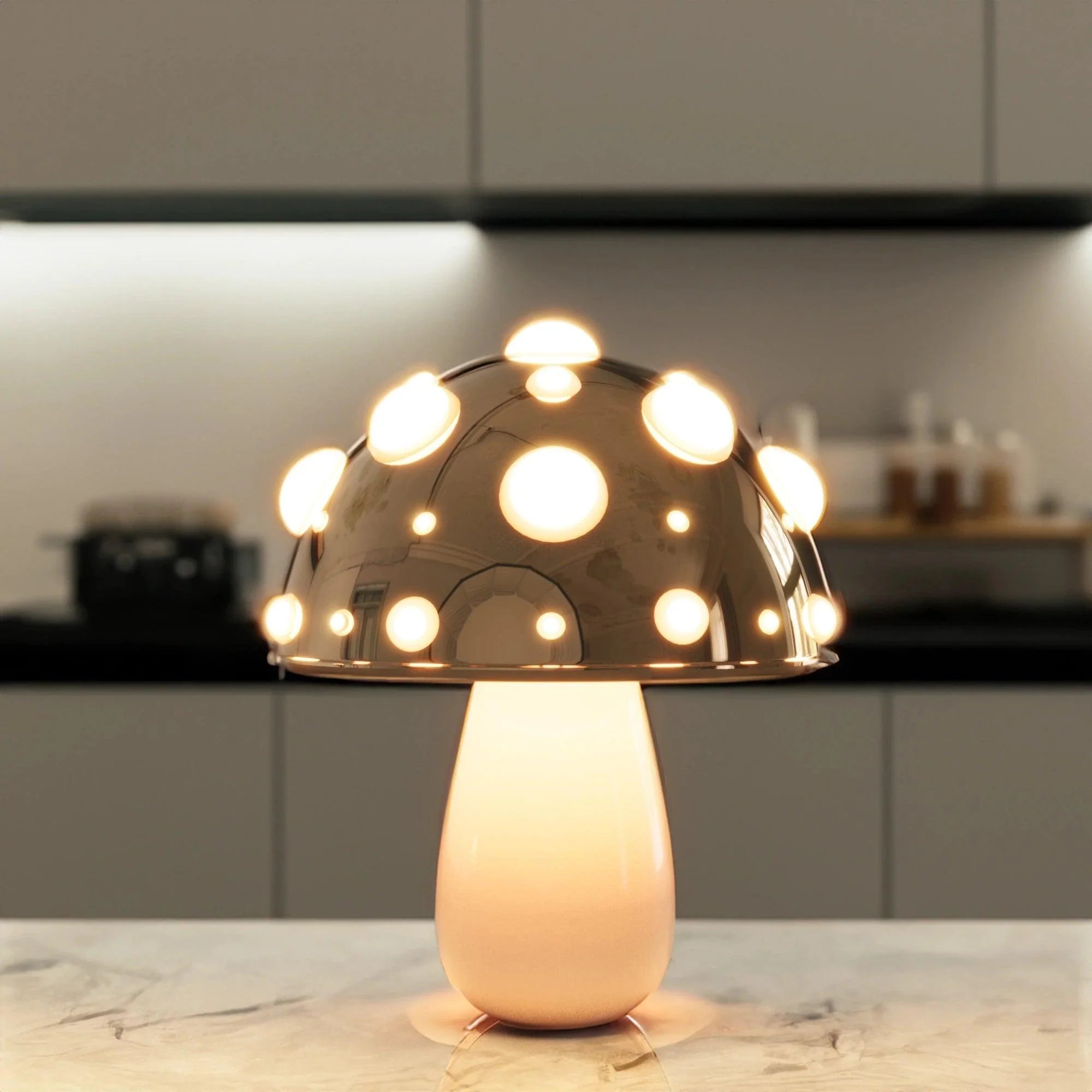 Elegant Zitake Mushroom LED Table Lamp in White for Living Room Decor